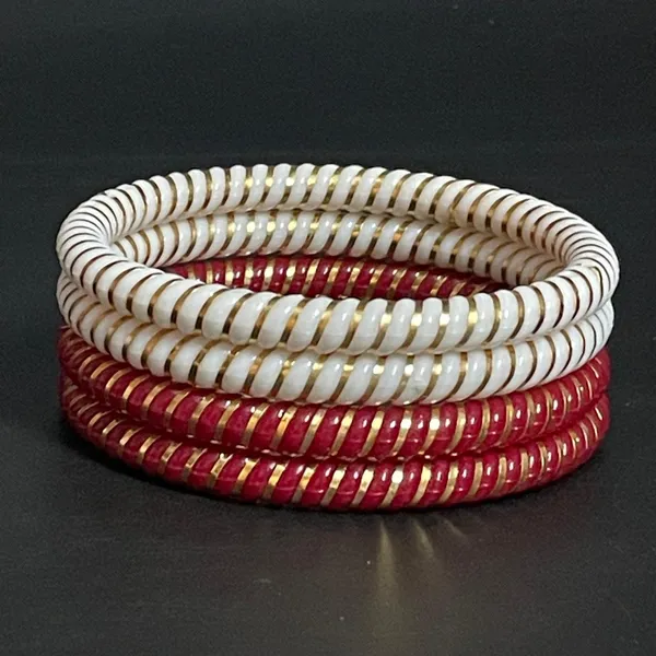 Ptslife_Designer_Goldplated_Bangles_Set_Red_And_White_With_Floral_Pattern_For_Women_(Set_Of_6)
