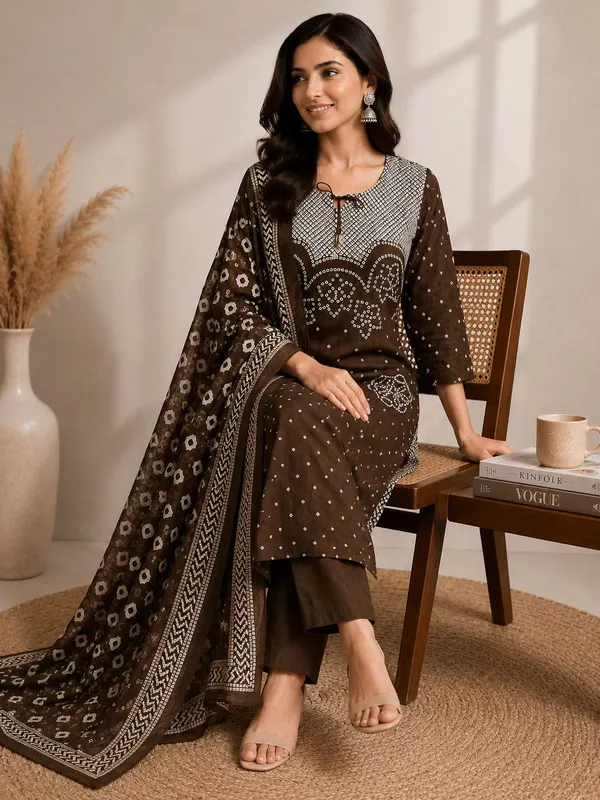Classic_Coffee_Brown_Bandhani_Kurta_Set_with_Dupatta