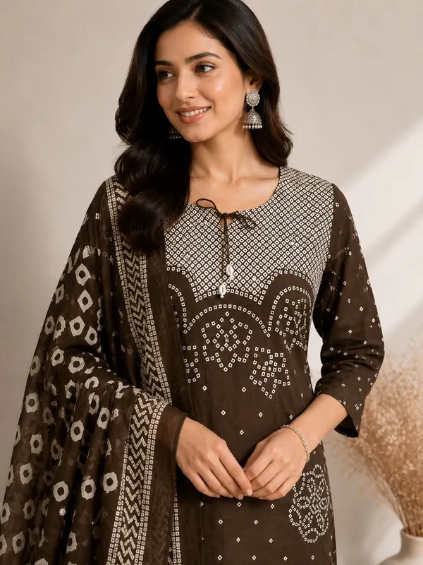 Classic_Coffee_Brown_Bandhani_Kurta_Set_with_Dupatta
