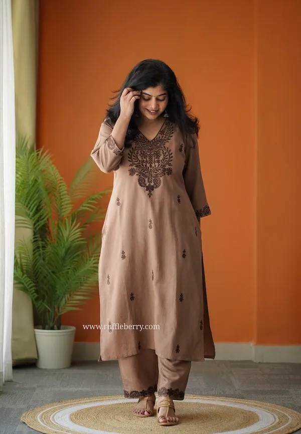 Elegant_Mocha_Brown_Embroidered_Kurta_Pant_Set