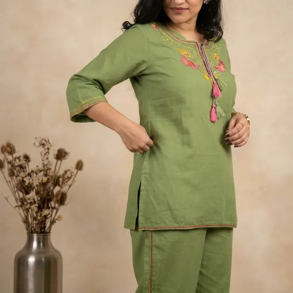Olive_Green_Embroidery_Cotton_Co_Ord_Set
