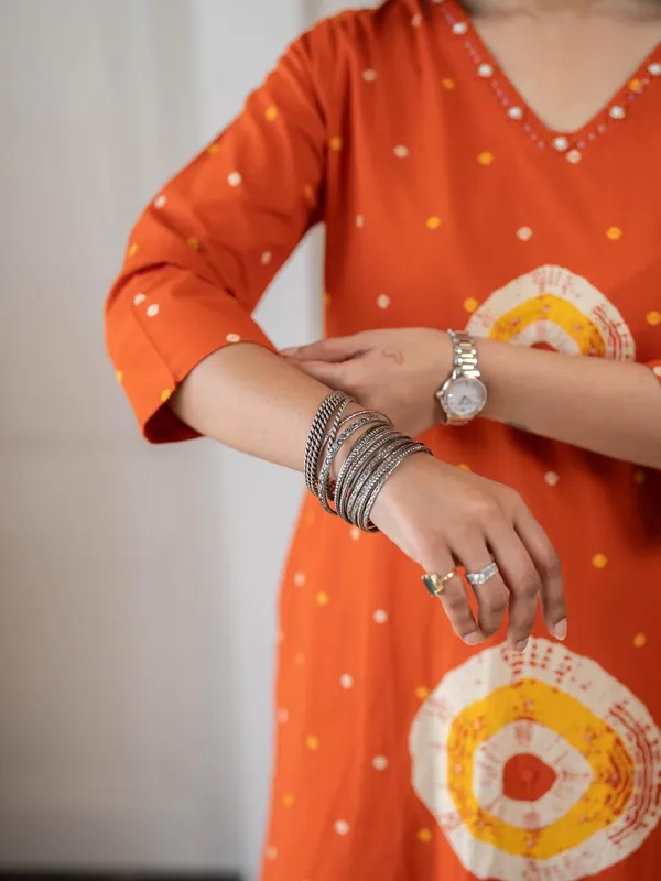 Orange_Bandhani_Print_Kurta_Set_with_Dupatta