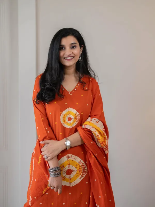 Orange_Bandhani_Print_Kurta_Set_with_Dupatta