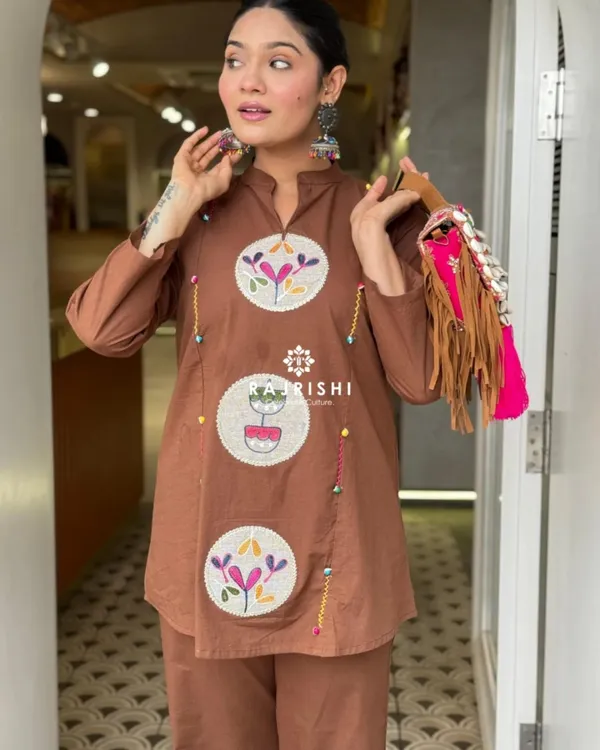 Stylish_Brown_Embroidered_Kurti_&_Trouser_Co-Ord_Set_for_Women_|_Casual_&_Festive_Ethnic_Wear