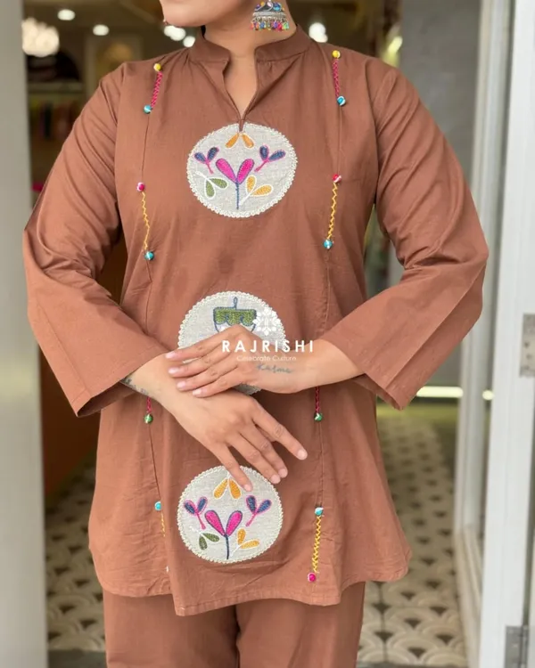 Stylish_Brown_Embroidered_Kurti_&_Trouser_Co-Ord_Set_for_Women_|_Casual_&_Festive_Ethnic_Wear