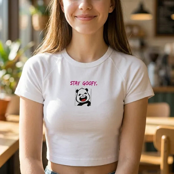 White_Stay_Goofy_Panda_Print_Crop_Top_for_Women