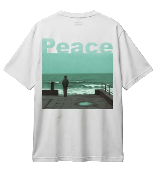 White_Bumeu_Peace_Graphic_Print_Unisex_T-Shirt