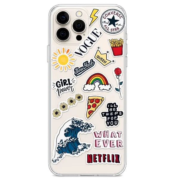 Retro_Vibe_Sticker_Collage_Clear_Case