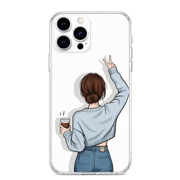 Coffee_&_Peace_Girl_Aesthetic_Clear_Case