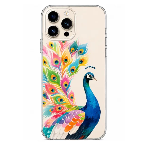 Vibrant_Watercolor_Peacock_Clear_Phone_Case