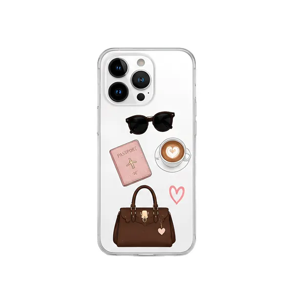 Chic_Travel_Essentials_Flatlay_Clear_Phone_Case