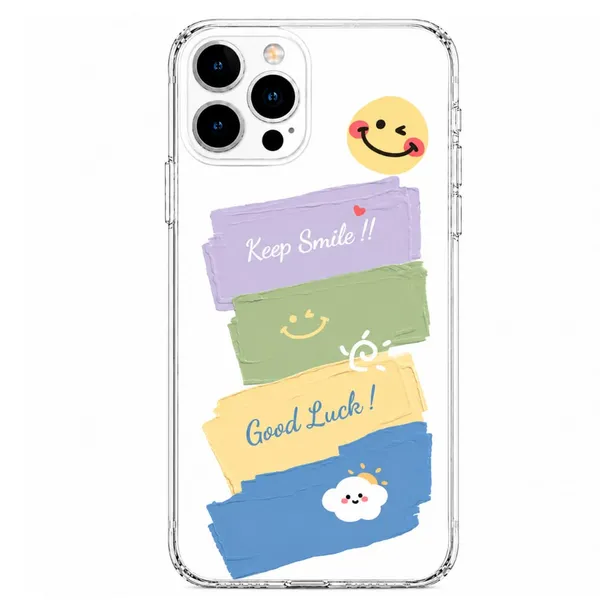 Keep_Smile_Good_Luck_Pastel_Paint_Strokes_Clear_Phone_Case