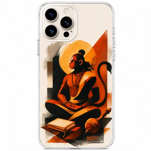 Meditating_Lord_Hanuman_Abstract_Art_Clear_Phone_Case
