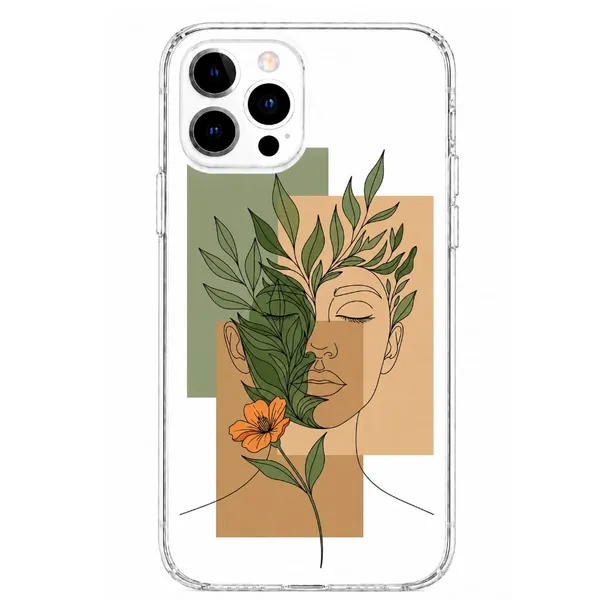 Aesthetic_Face_Line_Art_and_Botanicals_Clear_Phone_Case