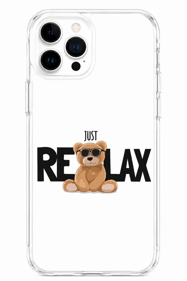 Just_Relax_Cool_Teddy_Bear_Clear_Phone_Case