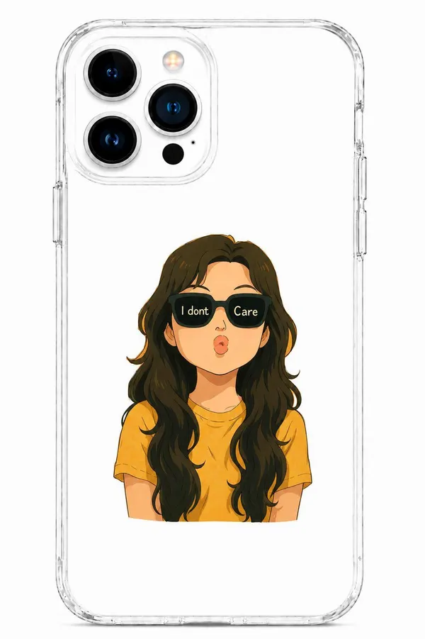 I_Don't_Care_Cool_Girl_Clear_Phone_Case