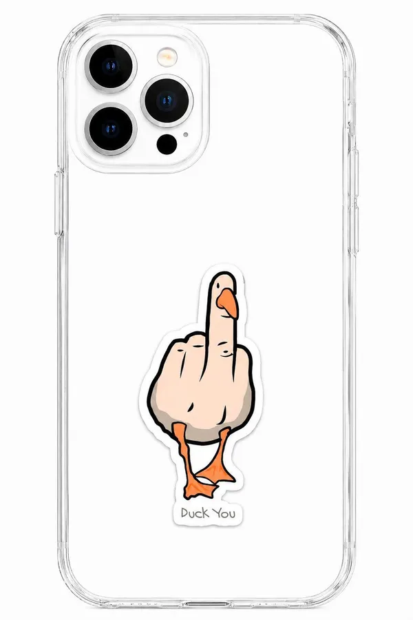 Sassy_Duck_Hand_Gesture_Slogan_Clear_Phone_Case