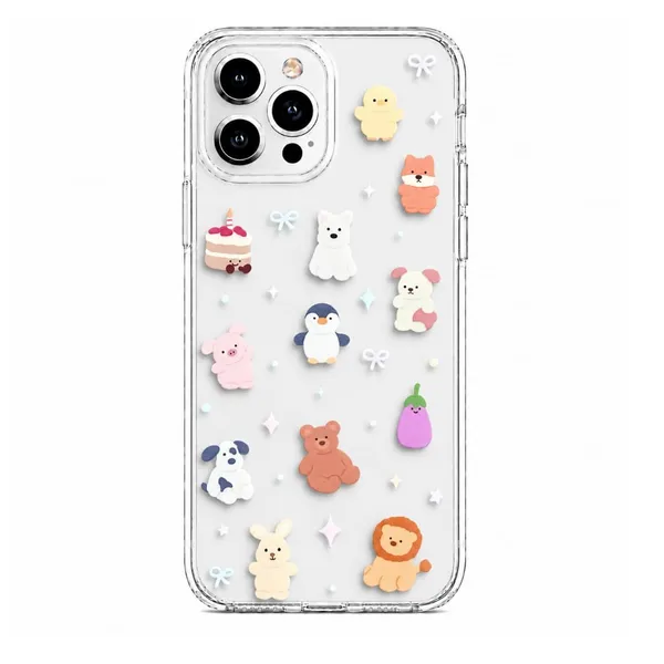 Kawaii_Plush_Animal_Critters_Pattern_Clear_Phone_Case