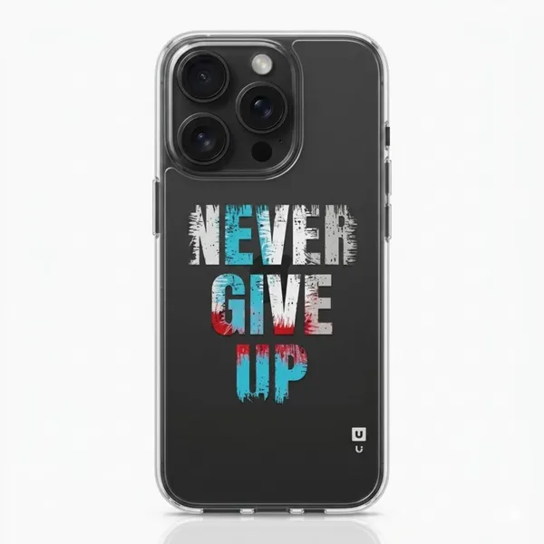 Caseculture_Never_Give_Up_Motivational_Matte_Black_Transparent_Tpu_Cover