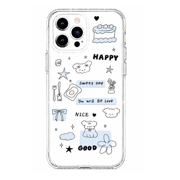 Caseculture_Clear_Tpu_Phone_Cover_Blue_Black_Doodle_Art