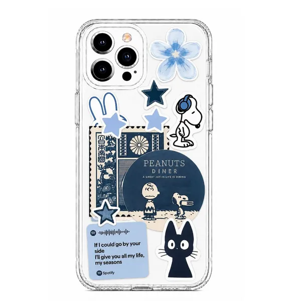 Caseculture_Clear_Tpu_Phone_Cover_Blue_Black_Sticker_Collage