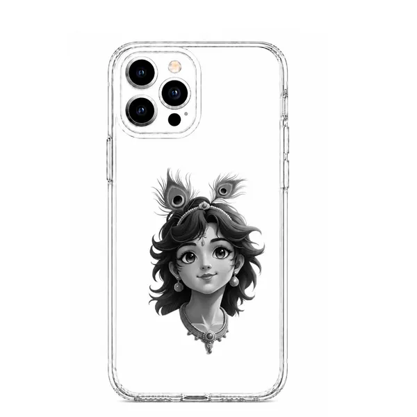 Caseculture_Krishna_Character_Peacock_Feather_Clear_Tpu_Mobile_Cover