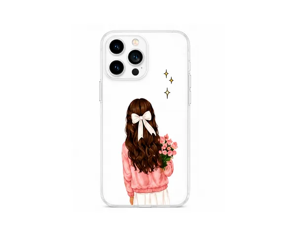 Caseculture_Cute_Girl_Pink_Bow_Floral_Aesthetic_Transparent_Tpu_Mobile_Cover