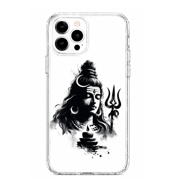 Caseculture_Lord_Shiva_Monochrome_Ink_Art_Clear_Tpu_Mobile_Cover