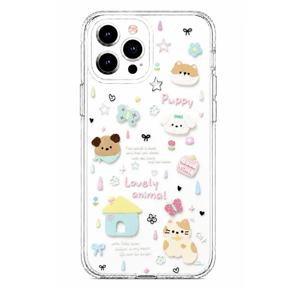 Caseculture_Clear_Tpu_Phone_Cover_Pastel_Animal_Illustration