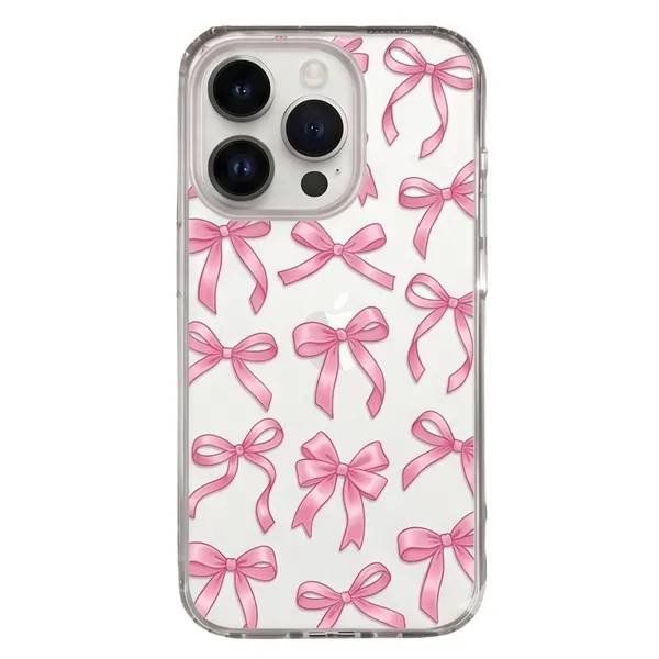 Caseculture_Pastel_Pink_Ribbon_Bows_Coquette_Clear_Tpu_Mobile_Cover