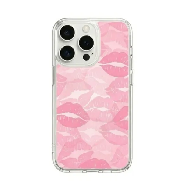 Pink_Lipstick_Kisses_Collage_Pattern_Clear_Tpu_Phone_Case