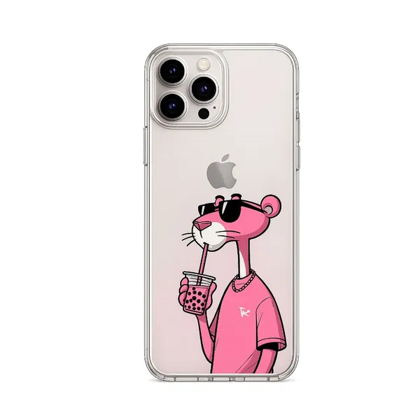 Pink_Panther_Streetwear_Boba_Tea_Clear_Phone_Case