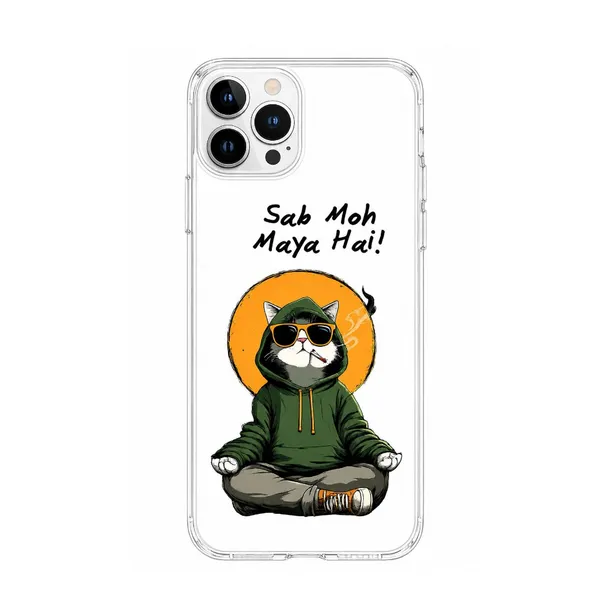 Sab_Moh_Maya_Hai_Meditating_Cool_Cat_Clear_Phone_Case
