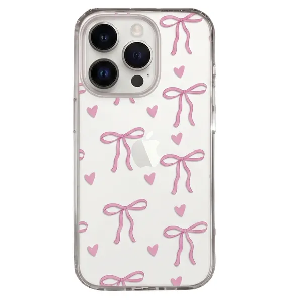 Caseculture_Pink_Bows_&_Hearts_Coquette_Clear_Tpu_Mobile_Cover