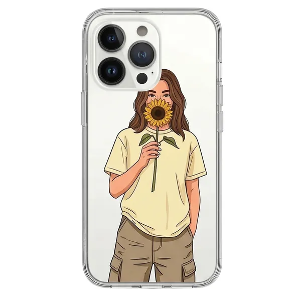 Sunflower_Portrait_Minimalist_Aesthetic_Clear_Tpu_Phone_Case