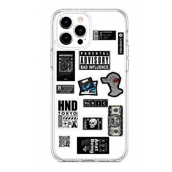 Caseculture_Clear_Tpu_Phone_Cover_Urban_Monochrome_Sticker_Collage