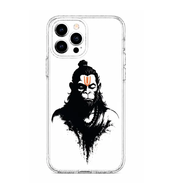 Caseculture_Hanuman_Meditating_Orange_Tilak_Clear_Tpu_Mobile_Cover