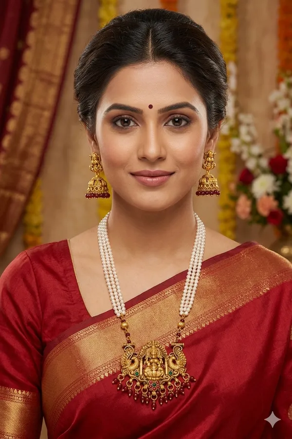 Temple_Jewellery_Set_For_Women_Gold_Plated_South_Indian_Lakshmi_Pendant_Pearl_Long_Necklace_With_Jhumka_Earrings_Traditional_Fashion_Jewellery
