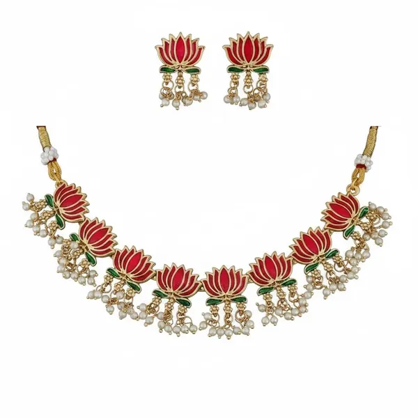 Maron_Green_Lotus_Meenakari_Leela_Art_Traditional_Jewellery_Indian_Wedding_Necklaces_For_Women