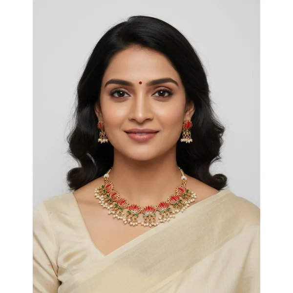 Maron_Green_Lotus_Meenakari_Leela_Art_Traditional_Jewellery_Indian_Wedding_Necklaces_For_Women