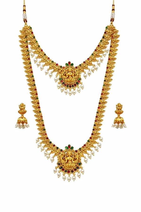 Laxmi_Devi_Temple_Traditional_Gold_Tone_Kempo_Pearl_Combo_Necklace_With_Earrings_Wedding_Jewelry_Set_For_Women_24Cm_Length_121G