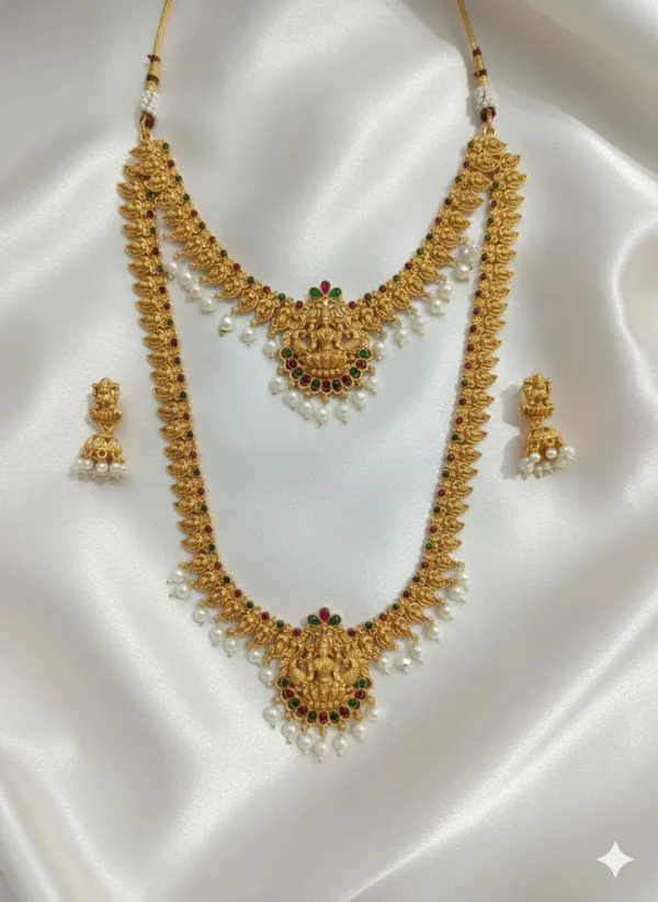 Laxmi_Devi_Temple_Traditional_Gold_Tone_Kempo_Pearl_Combo_Necklace_With_Earrings_Wedding_Jewelry_Set_For_Women_24Cm_Length_121G
