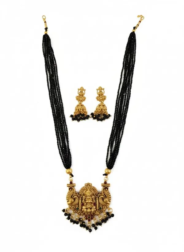 Traditional_Temple_Jewellery_Ruby_Beads_Goddess_Lakshmi_Pendant_With_Matching_Jhumka_Earrings_South_Indian_Bridal_Necklace_Set_For_Women