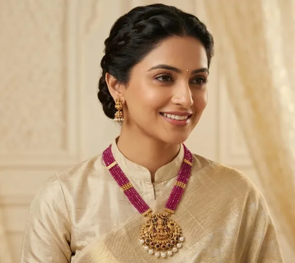 Lakshmi_Devi_Pearl_Pendant_With_4_Line_Crystal_Mala_With_Earring_For_Women