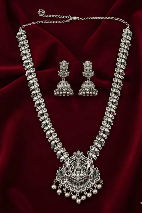 Lakshmi_Devi_Silver_Long_Set_For_Women