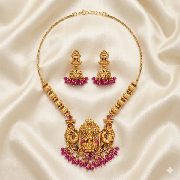 Lakshmi_Green_Crystal_Brass_Long_Set_For_Women