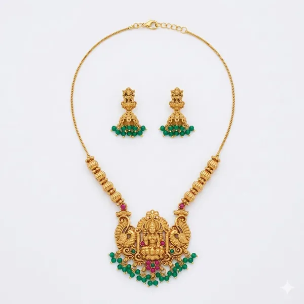 Lakshmi_Green_Crystal_Brass_Long_Set_For_Women