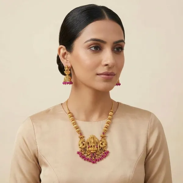 Lakshmi_Green_Crystal_Brass_Long_Set_For_Women