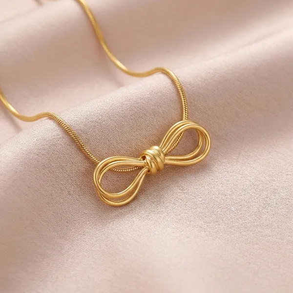 Gold_Anti_Tarnish_Bow_Knot_Necklace