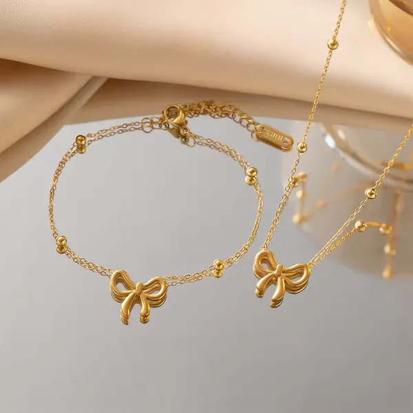 Gold_Bow_Jewellery_Set_Necklace_Bracelet